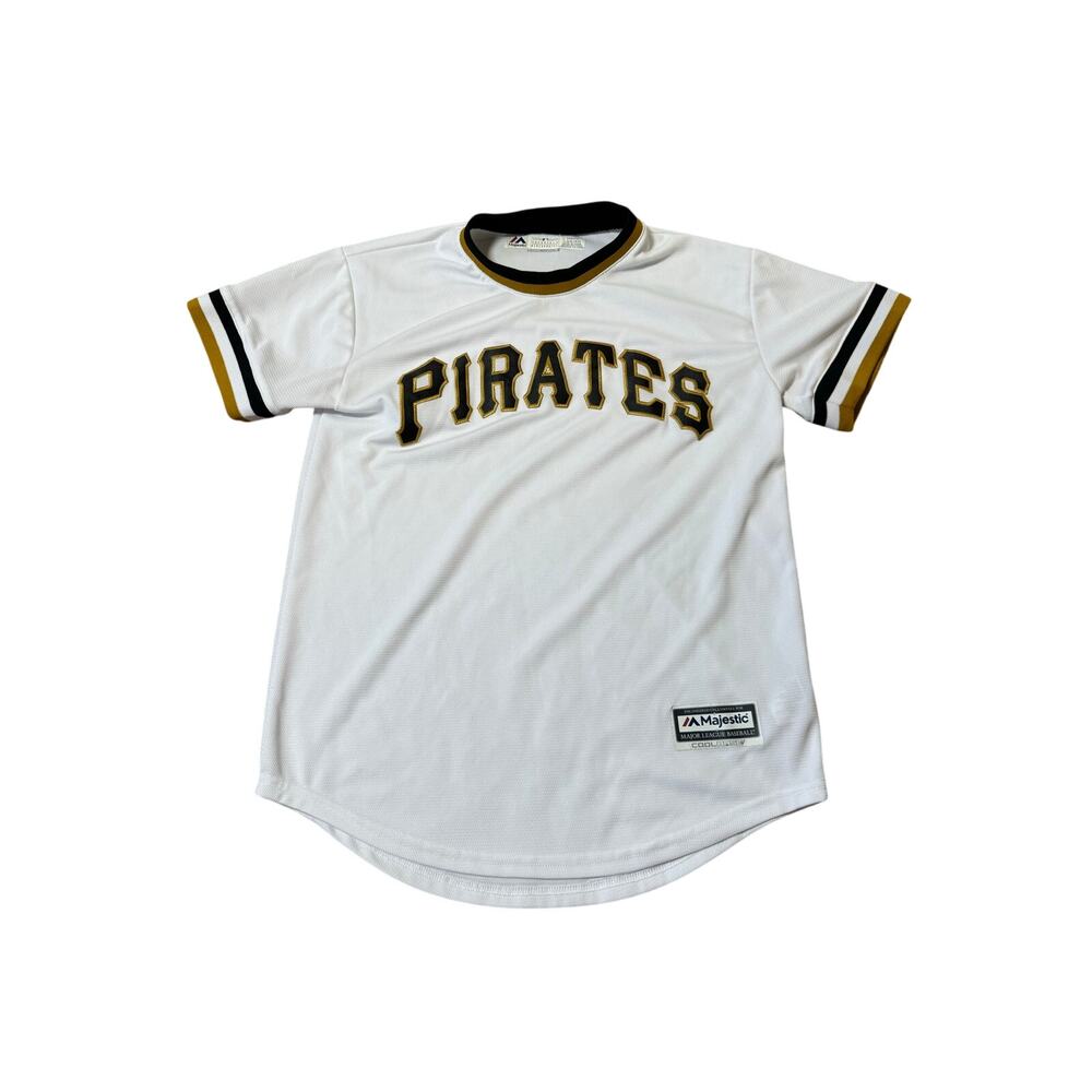 Pittsburgh Pirates Majestic Cool Base Youth L Baseball Jersey White Black MLB